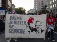 Hundreds gather during a pro-Palestinian rally as part of an international day of action near the White House in Washington DC, USA, on Octo...