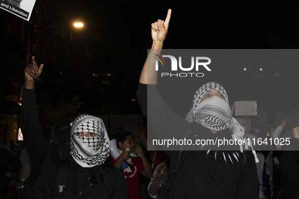 Demonstrators chant during a pro-Palestinian rally as part of an international day of action near the White House in Washington DC, USA, on...