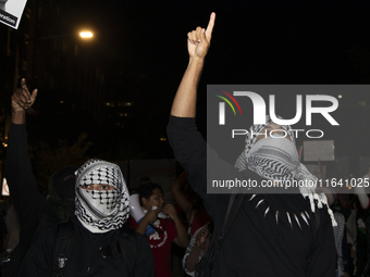 Demonstrators chant during a pro-Palestinian rally as part of an international day of action near the White House in Washington DC, USA, on...