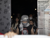 Hundreds gather during a pro-Palestinian rally as part of an international day of action near the White House in Washington DC, USA, on Octo...