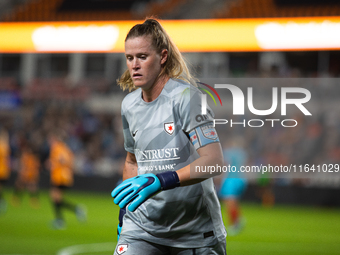 Chicago Red Stars goalkeeper Sydney Schneider (37) participates in a match between Houston Dash and Chicago Red Stars in Houston, Texas, on...