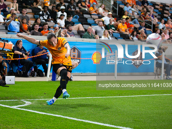 Houston Dash forward Ramona Bachmann (28) kicks the ball during a match between Houston Dash and Chicago Red Stars in Houston, Texas, on Oct...