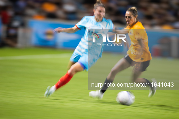 A match takes place between Houston Dash and Chicago Red Stars in Houston, Texas, on October 4, 2024, at Shell Energy Stadium. 