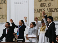 Clara Brugada, Head of Government of Mexico City, is accompanied by Rafael Guerra Alvarez, President of the Superior Court of Justice of Mex...