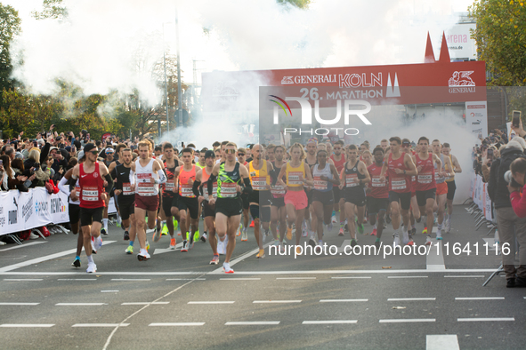 Thousands of people take part in the traditional Cologne Marathon in Cologne, Germany, on October 6, 2024. 