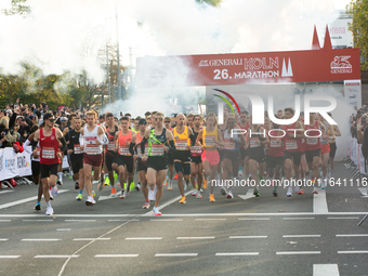 Thousands of people take part in the traditional Cologne Marathon in Cologne, Germany, on October 6, 2024. (