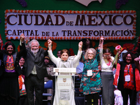 The new Head of Government of Mexico City, Clara Brugada, and the members of her cabinet meet with her guests and supporters during the cele...