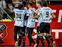 Players of RKC celebrate the goal of RKC forward Denilho Cleonise, making it 0-1, during the match between Utrecht and RKC at Stadium de Gal...