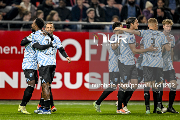 RKC forward Denilho Cleonise celebrates the 0-1 goal during the match between Utrecht and RKC at Stadium de Galgenwaard in Utrecht, Netherla...