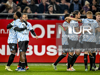 RKC forward Denilho Cleonise celebrates the 0-1 goal during the match between Utrecht and RKC at Stadium de Galgenwaard in Utrecht, Netherla...