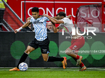 RKC forward Richonell Margaret and FC Utrecht defender Souffian El Karouani play during the match between Utrecht and RKC at Stadium de Galg...