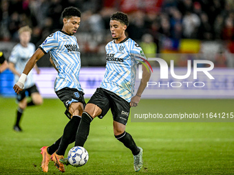 RKC forward Richonell Margaret and RKC midfielder Daouda Weidmann participate in the match between Utrecht and RKC at Stadium de Galgenwaard...