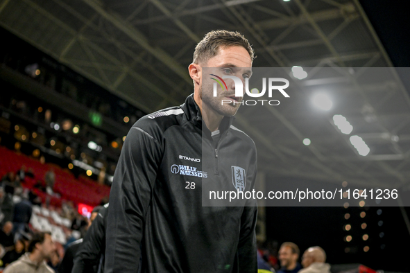 RKC defender Aaron Meijers plays during the match between Utrecht and RKC at Stadium de Galgenwaard in Utrecht, Netherlands, on October 5, 2...