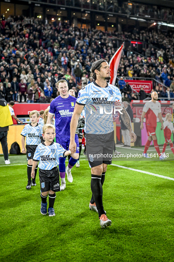 RKC forward Oskar Zawada plays during the match between Utrecht and RKC at Stadium de Galgenwaard in Utrecht, Netherlands, on October 5, 202...