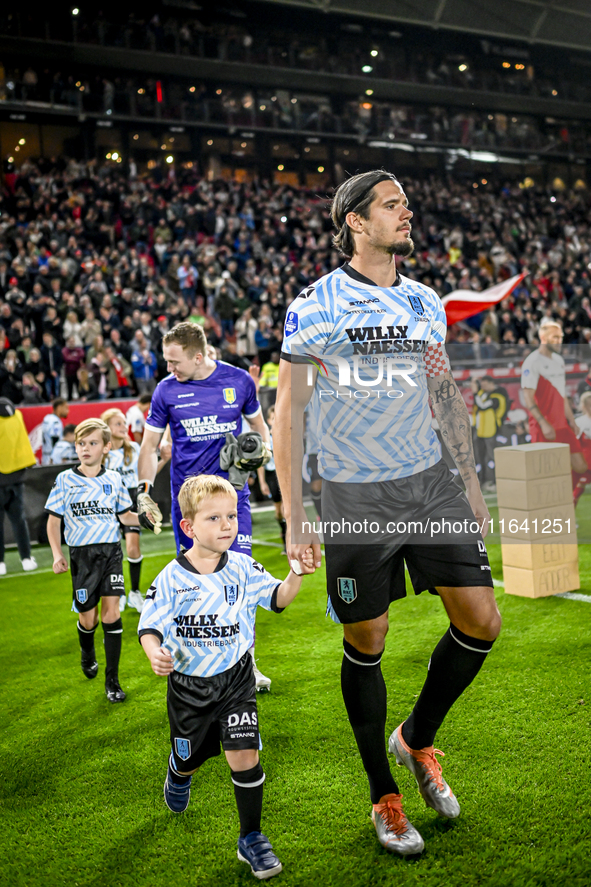 RKC forward Oskar Zawada plays during the match between Utrecht and RKC at Stadium de Galgenwaard in Utrecht, Netherlands, on October 5, 202...