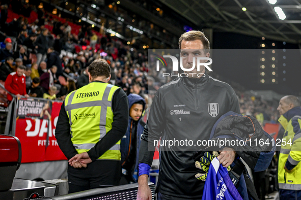 RKC goalkeeper Jeroen Houwen plays during the match between Utrecht and RKC at Stadium de Galgenwaard in Utrecht, Netherlands, on October 5,...