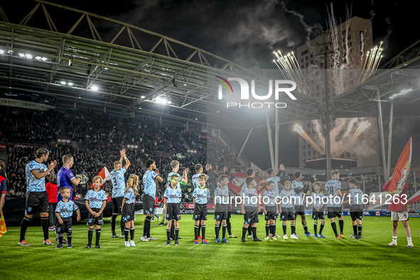 Players of RKC during the match between Utrecht and RKC at Stadium de Galgenwaard for the 2024-2025 season in Utrecht, Netherlands, on Octob...