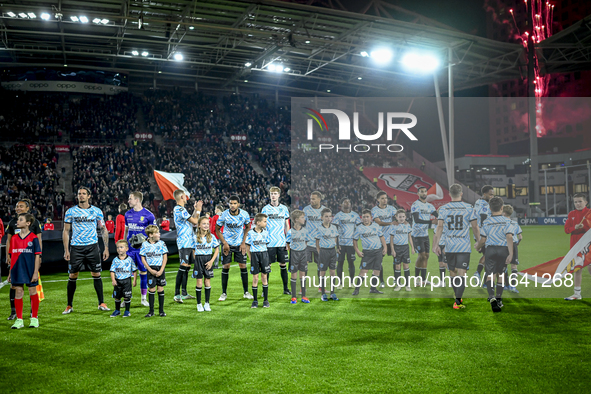 Players of RKC during the match between Utrecht and RKC at Stadium de Galgenwaard for the 2024-2025 season in Utrecht, Netherlands, on Octob...