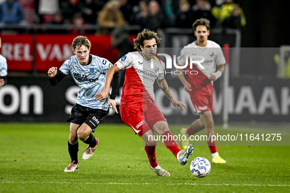 RKC defender Luuk Wouters and FC Utrecht forward Anthony Descotte participate in the match between Utrecht and RKC at Stadium de Galgenwaard...