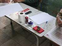 A bottle of indelible ink for election purposes is seen at a polling station during the presidential election in Ariana, a suburb of Tunis,...