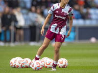 Riko Ueki #9 of West Ham United F.C. warms up during the Barclays FA Women's Super League match between Manchester City and West Ham United...