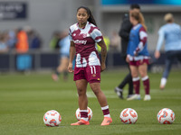 Manuela Pavi #11 of West Ham United F.C. warms up during the Barclays FA Women's Super League match between Manchester City and West Ham Uni...