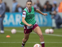 A West Ham United F.C. player warms up during the Barclays FA Women's Super League match between Manchester City and West Ham United at the...