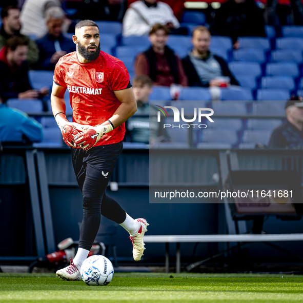 FC Twente goalkeeper Issam El Maach plays during the match between Feyenoord and Twente at the Feyenoord stadium De Kuip for the Dutch Eredi...