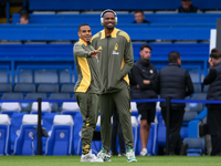 Murillo of Nottingham Forest and Carlos Miguel, Nottingham Forest goalkeeper, are present during the Premier League match between Chelsea an...