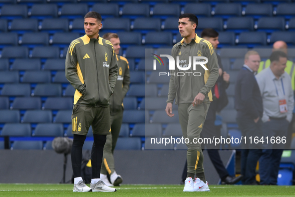 Nicolas Dominguez of Nottingham Forest and Ramon Sosa of Nottingham Forest participate in the Premier League match between Chelsea and Notti...