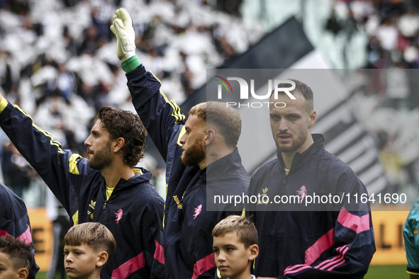 Juventus defender Federico Gatti (4) looks on during the Serie A football match number 7 between Juventus and Cagliari at the Allianz Stadiu...