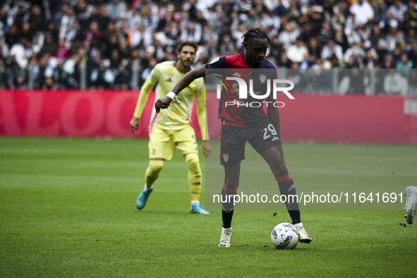 Cagliari midfielder Antoine Makoumbou (29) is in action during the Serie A football match number 7, Juventus vs. Cagliari, on October 6, 202...