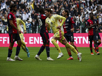 Juventus forward Dusan Vlahovic (9) celebrates after scoring his goal to make it 1-0 during the Serie A football match number 7 between Juve...