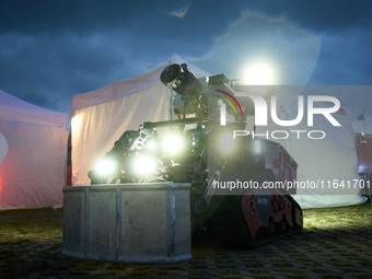 A Shark Robotics firefighting robot is seen at the Warsaw Institute of Aviation in Warsaw, Poland on 04 October, 2024. The annual Aviation N...