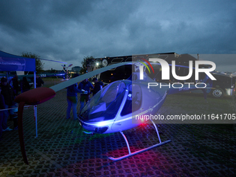 A GSA Aviation R44 Raven I is helicopter is seen at the Warsaw Institute of Aviation in Warsaw, Poland on 04 October, 2024. The annual Aviat...