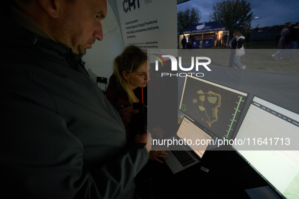 An flight control system is seen on a screen at the Warsaw Institute of Aviation in Warsaw, Poland on 04 October, 2024. The annual Aviation...