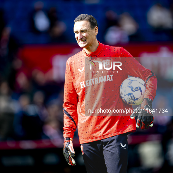 FC Twente goalkeeper Przemyslaw Tyton plays during the match between Feyenoord and Twente at the Feyenoord stadium De Kuip for the Dutch Ere...