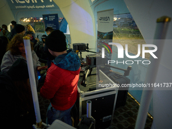 Drones are seen on display at the Warsaw Institute of Aviation in Warsaw, Poland on 04 October, 2024. The annual Aviation Night is an event...