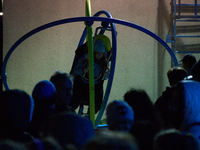 A visitor experiences an aerotrim at the Warsaw Institute of Aviation in Warsaw, Poland on 04 October, 2024. The annual Aviation Night is an...