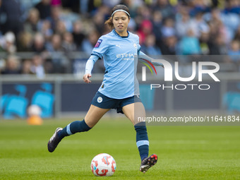 Yui Hasegawa #25 of Manchester City W.F.C. participates in the Barclays FA Women's Super League match between Manchester City and West Ham U...