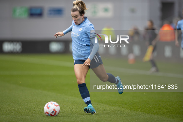 Lauren Hemp #11 of Manchester City W.F.C. participates in the Barclays FA Women's Super League match between Manchester City and West Ham Un...