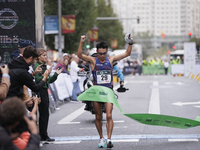 Toshikazu Yamanishi wins the international 10km race walk in Madrid, Spain, on October 6. (