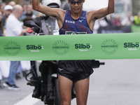 Toshikazu Yamanishi wins the international 10km race walk in Madrid, Spain, on October 6. (