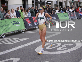 Antonella Palmisano participates in the international 10km race walk in Madrid, Spain, on October 6. (