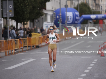 Antonella Palmisano participates in the international 10km race walk in Madrid, Spain, on October 6. (