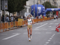 Antonella Palmisano participates in the international 10km race walk in Madrid, Spain, on October 6. (