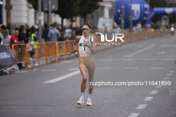 Antonella Palmisano participates in the international 10km race walk in Madrid, Spain, on October 6. 