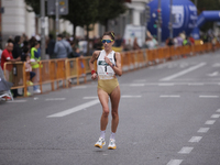 Antonella Palmisano participates in the international 10km race walk in Madrid, Spain, on October 6. (