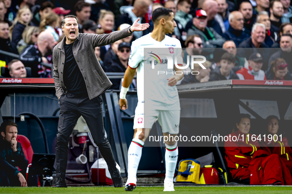 Feyenoord Rotterdam trainer Brian Priske is present during the match between Feyenoord and Twente at the Feyenoord stadium De Kuip for the D...