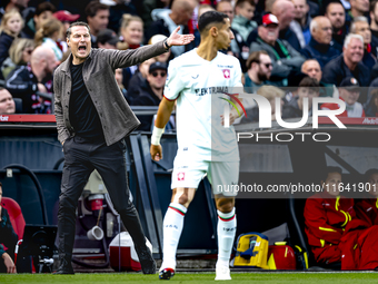 Feyenoord Rotterdam trainer Brian Priske is present during the match between Feyenoord and Twente at the Feyenoord stadium De Kuip for the D...